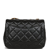 Chanel Pearl Crush Mini Square Flap Bag Black Lambskin Antique Gold Hardware