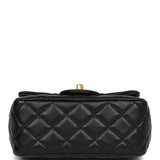 Chanel Pearl Crush Mini Square Flap Bag Black Lambskin Antique Gold Hardware