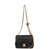 Chanel Pearl Crush Mini Square Flap Bag Black Lambskin Antique Gold Hardware