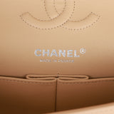 Chanel Small Classic Double Flap Beige Lambskin Silver Hardware