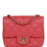 Chanel Mini Square Flap Bag Pink Caviar Gold Hardware