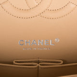 Chanel Medium Classic Double Flap Bag Beige Quilted Caviar Silver Hardware