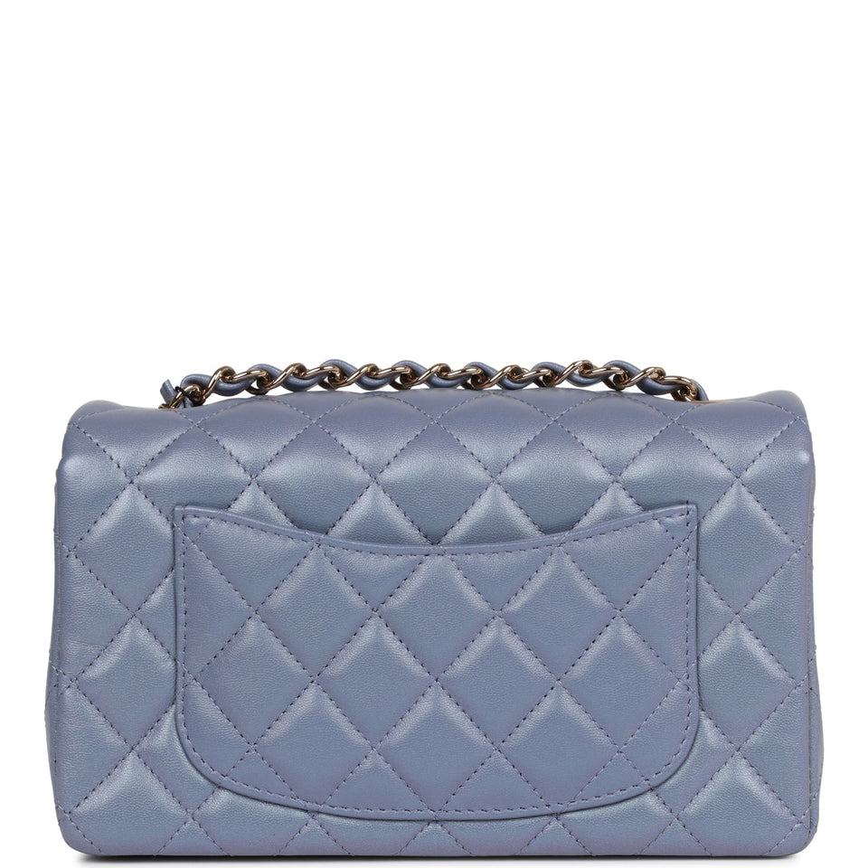 Chanel Mini Rectangular Flap Bag Light Purple Iridescent Quilted Lambskin Light Gold Hardware