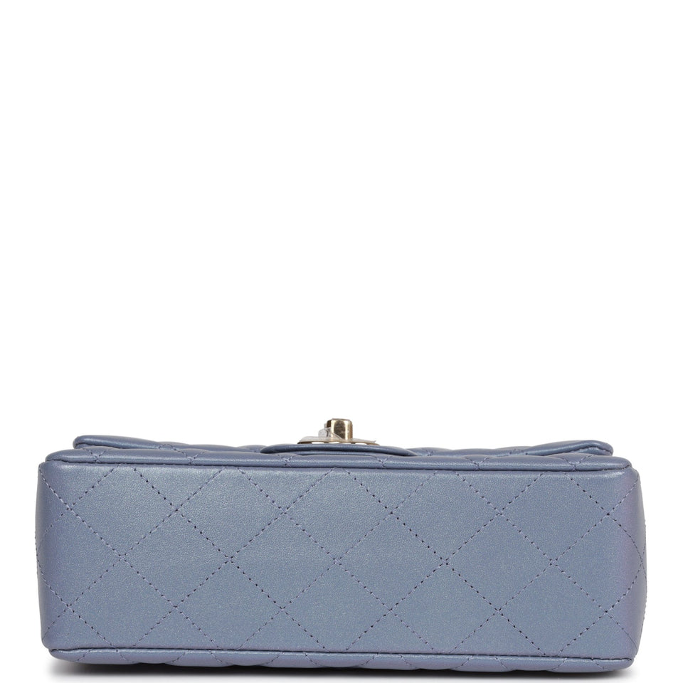 Chanel Mini Rectangular Flap Bag Light Purple Iridescent Quilted Lambskin Light Gold Hardware