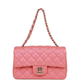 Chanel Mini Rectangular Flap Bag Pink Iridescent Lambskin Light Gold Hardware