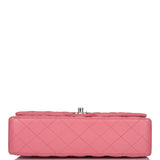 Chanel Medium Classic Double Flap Bag Rose Quilted Lambskin Silver Hardware
