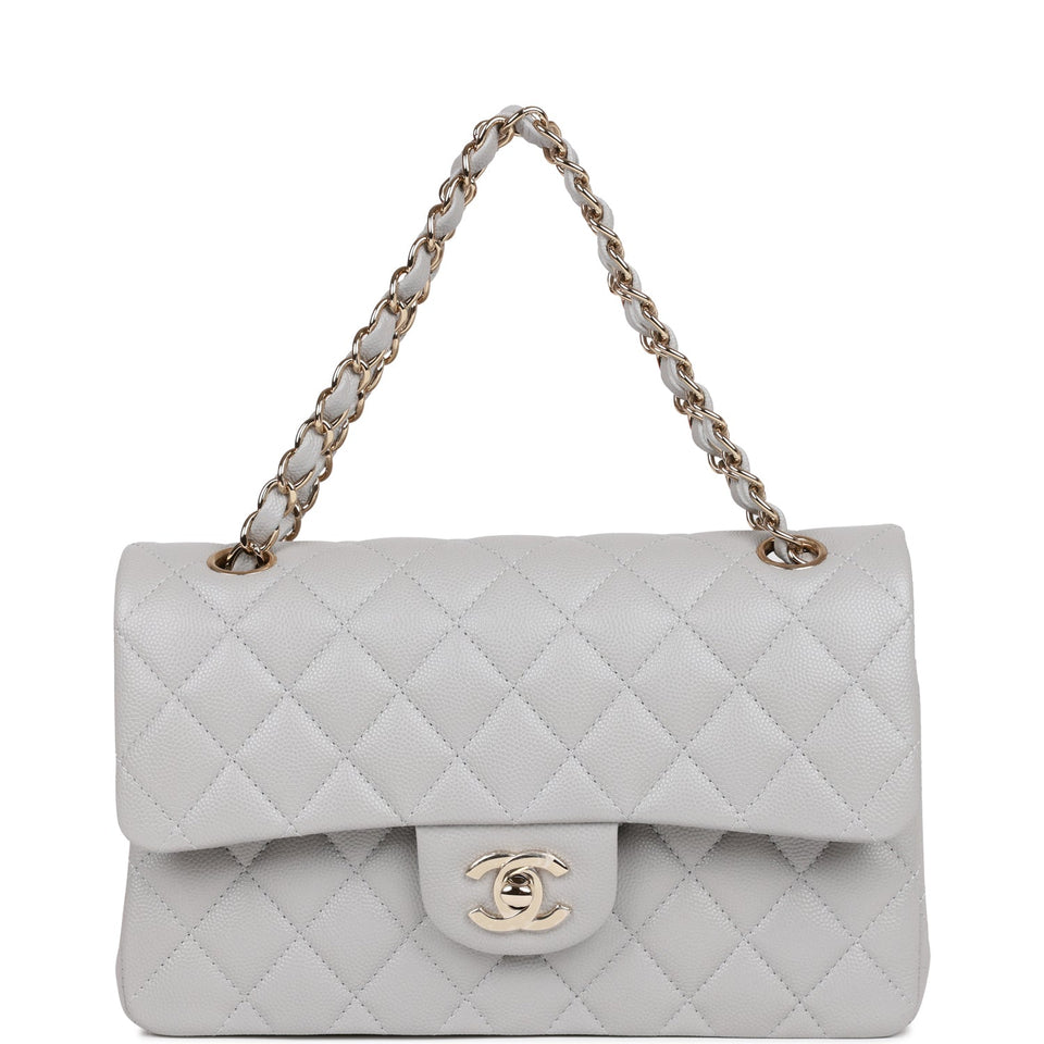 Chanel bag Small Classic Double Flap Grey Caviar Light Gold Hardware