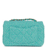 Chanel Mini Rectangular Flap Bag Blue Tweed Light Gold Hardware