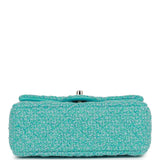 Chanel Mini Rectangular Flap Bag Blue Tweed Light Gold Hardware