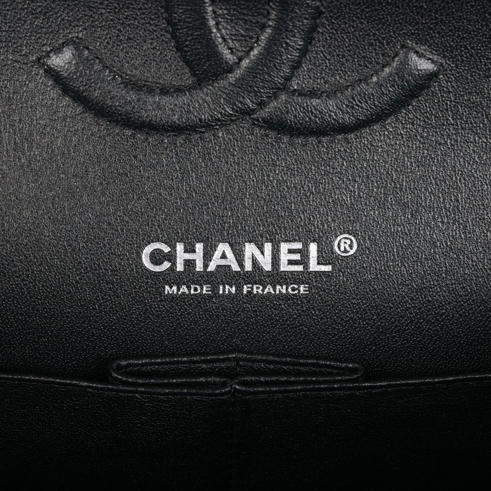 Chanel Medium Classic Double Flap Bag SO Black Crumpled Calfskin Black Hardware