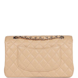 Chanel Medium Classic Double Flap Bag Beige Caviar Silver Hardware