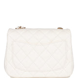 Chanel Pearl Crush Mini Square Flap Bag White Lambskin Light Gold Hardware
