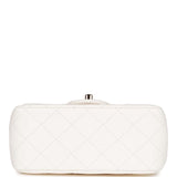Chanel Pearl Crush Mini Square Flap Bag White Lambskin Light Gold Hardware
