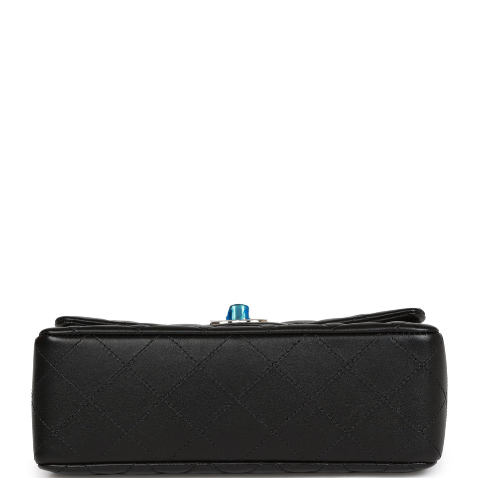 Chanel Mini Rectangular Flap Bag Black Lambskin Light Gold Hardware