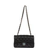 Chanel Mini Rectangular Flap Bag Black Lambskin Light Gold Hardware