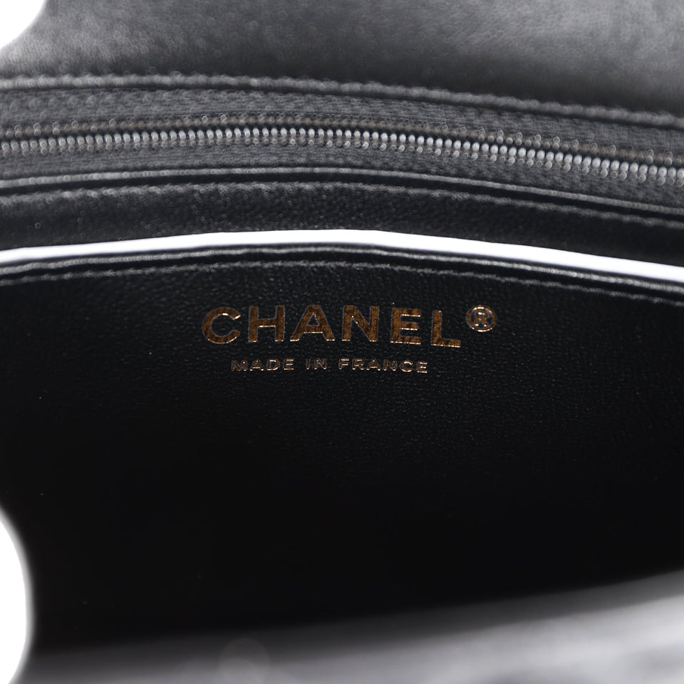 Chanel Mini Rectangular Flap Bag Black Lambskin Light Gold Hardware