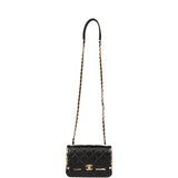 Chanel Monaco Mini Flap Bag Black Lambskin Antique Gold Hardware