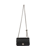 Chanel Pearl Crush Mini Rectangular Flap Bag Black Lambskin Light Gold Hardware
