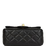 Chanel Pearl Crush Mini Square Flap Bag Black Lambskin Antique Gold Hardware