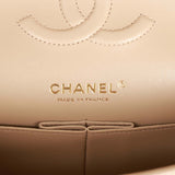Chanel Medium Classic Double Flap Bag Beige Iridescent Caviar Light Gold Hardware