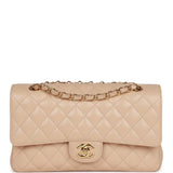 Chanel Medium Classic Double Flap Bag Beige Caviar Gold Hardware