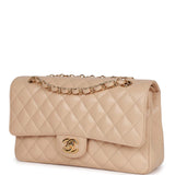 Chanel Medium Classic Double Flap Bag Beige Caviar Gold Hardware