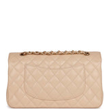 Chanel Medium Classic Double Flap Bag Beige Caviar Gold Hardware