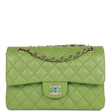Chanel bag Small Classic Double Flap Green Caviar Light Gold Hardware