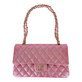 Chanel Medium Classic Double Flap Bag Rose Iridescent Caviar Light Gold Hardware
