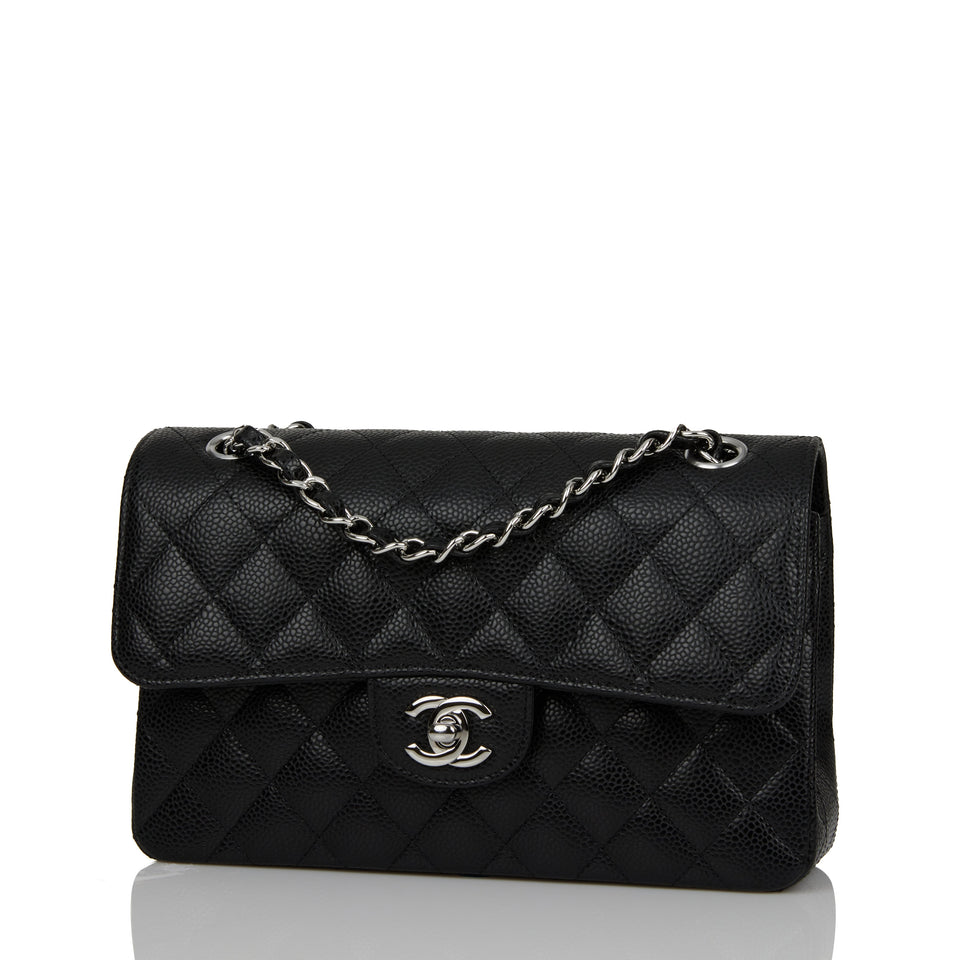 Chanel bag Small Classic Double Flap Black Caviar Silver Hardware
