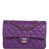 Chanel bag Small Classic Double Flap Purple Caviar Light Gold Hardware