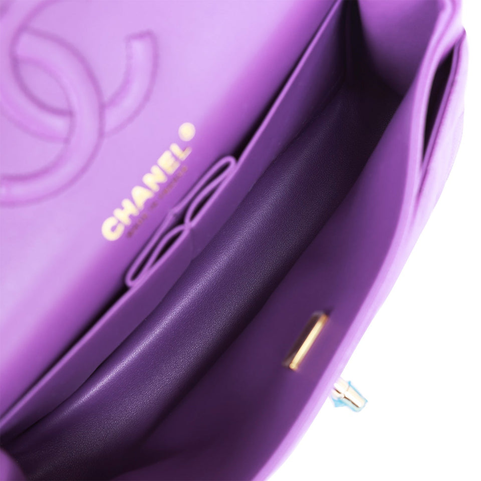 Chanel bag Small Classic Double Flap Purple Caviar Light Gold Hardware