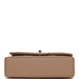 Chanel Small Classic Double Flap Dark Beige Caviar Light Gold Hardware