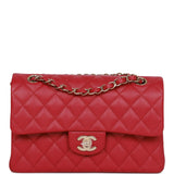 Chanel bag Small Classic Double Flap Dark Pink Caviar Light Gold Hardware
