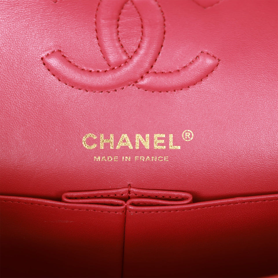 Chanel bag Small Classic Double Flap Dark Pink Caviar Light Gold Hardware