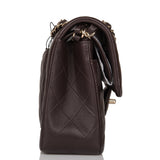 Chanel Small Classic Double Flap Bag Dark Brown Lambskin Light Gold Hardware