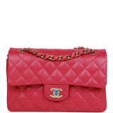 Chanel bag Small Classic Double Flap Fuchsia Caviar Light Gold Hardware