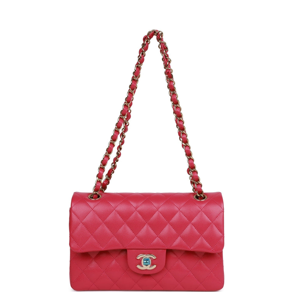 Chanel bag Small Classic Double Flap Fuchsia Caviar Light Gold Hardware