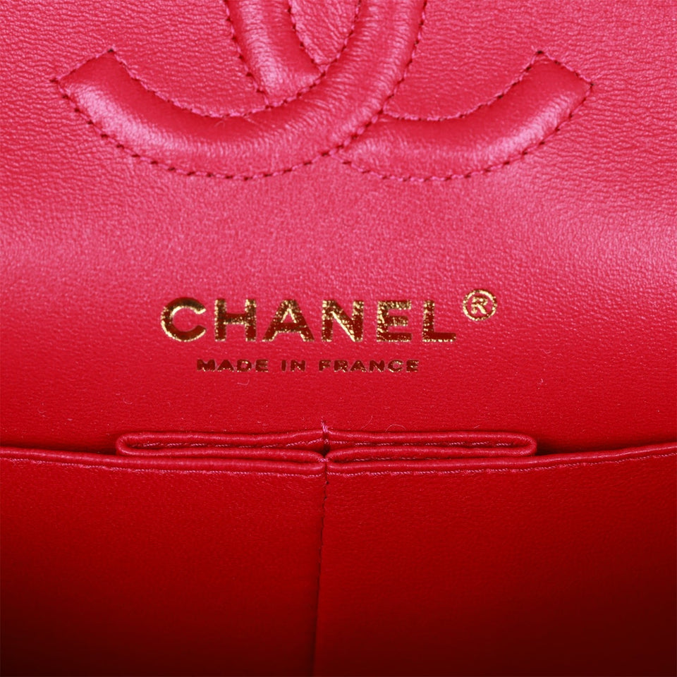 Chanel bag Small Classic Double Flap Fuchsia Caviar Light Gold Hardware