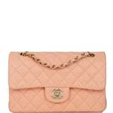Chanel bag Small Classic Double Flap Peach Lambskin Light Gold Hardware