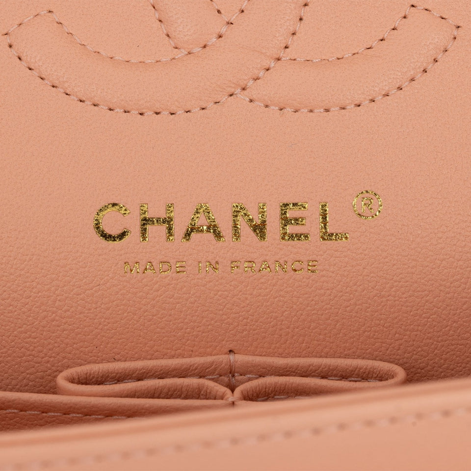 Chanel bag Small Classic Double Flap Peach Lambskin Light Gold Hardware