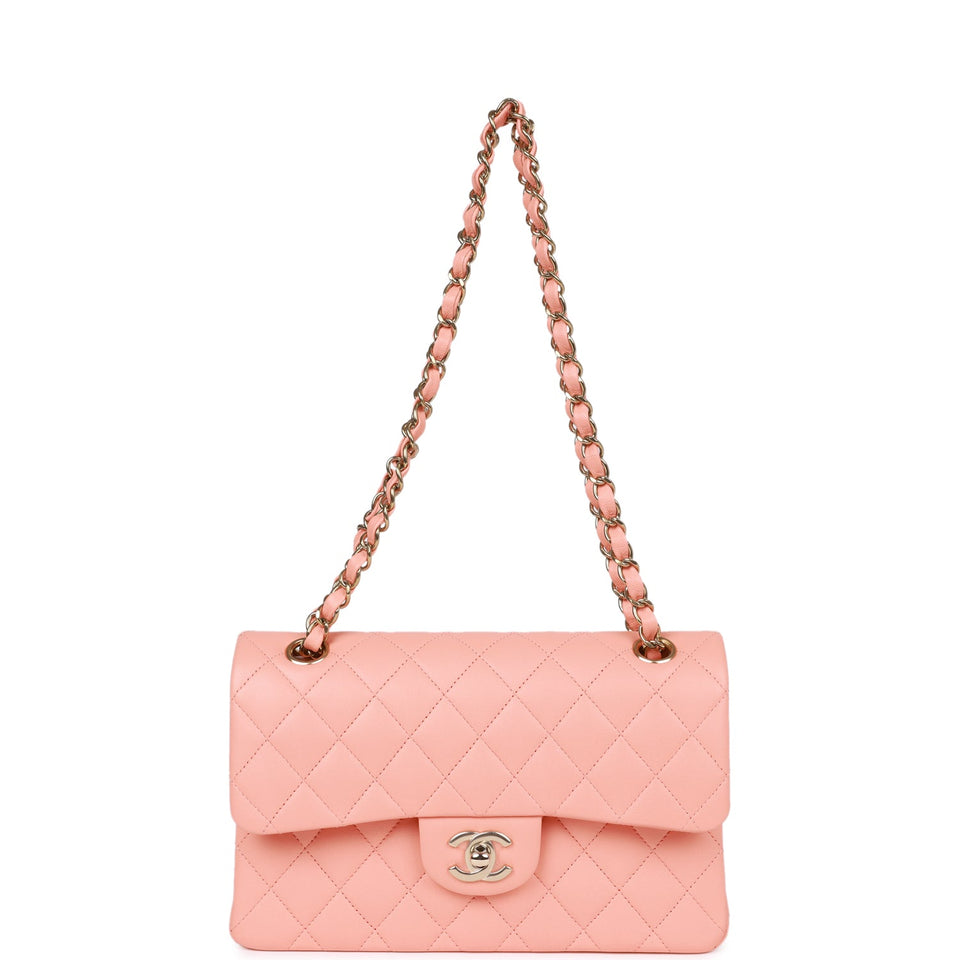Chanel bag Small Classic Double Flap Pink Lambskin Light Gold Hardware