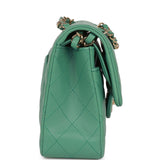 Chanel bagSmall Classic Double Flap Bag Green Lambskin Light Gold Hardware