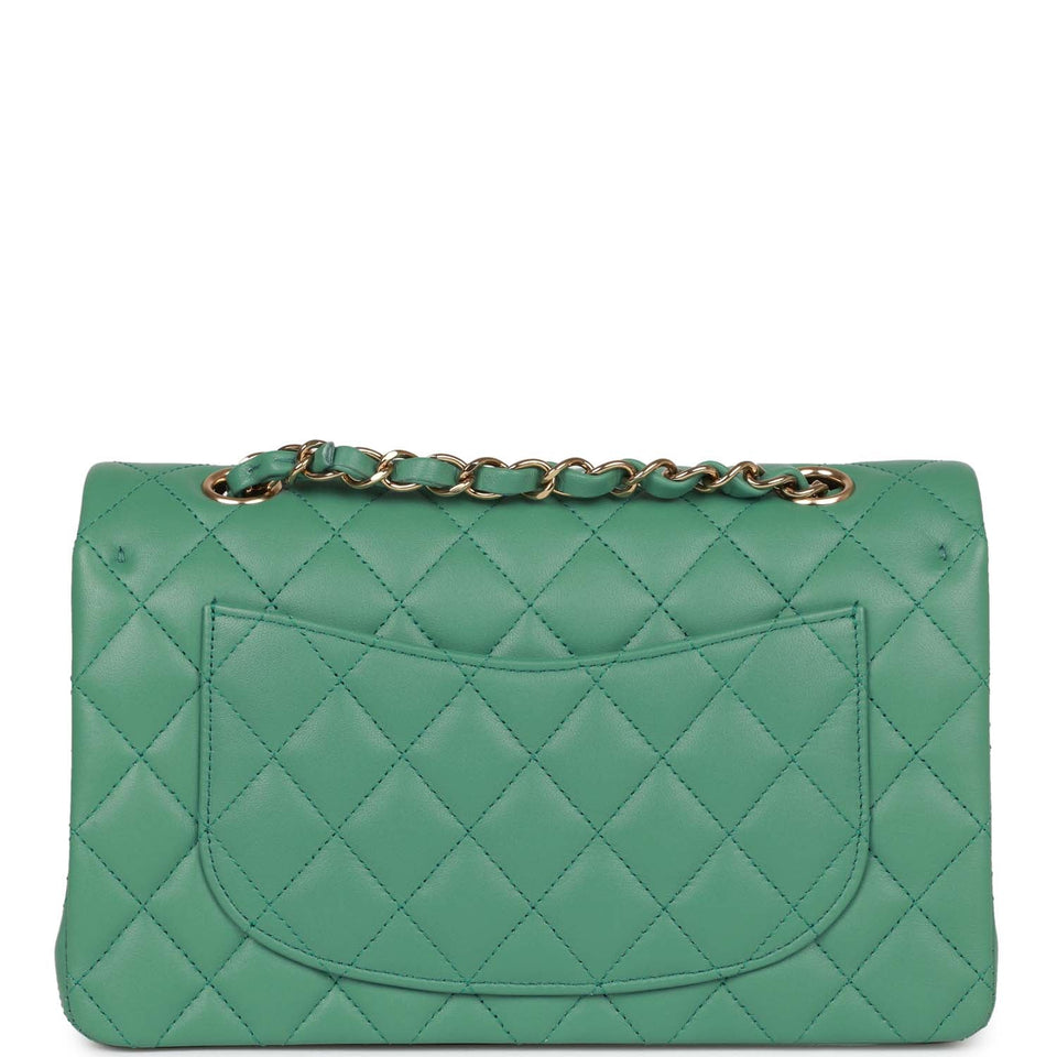 Chanel bagSmall Classic Double Flap Bag Green Lambskin Light Gold Hardware
