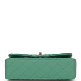 Chanel bagSmall Classic Double Flap Bag Green Lambskin Light Gold Hardware