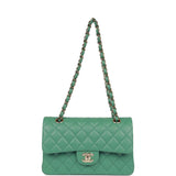 Chanel bagSmall Classic Double Flap Bag Green Lambskin Light Gold Hardware