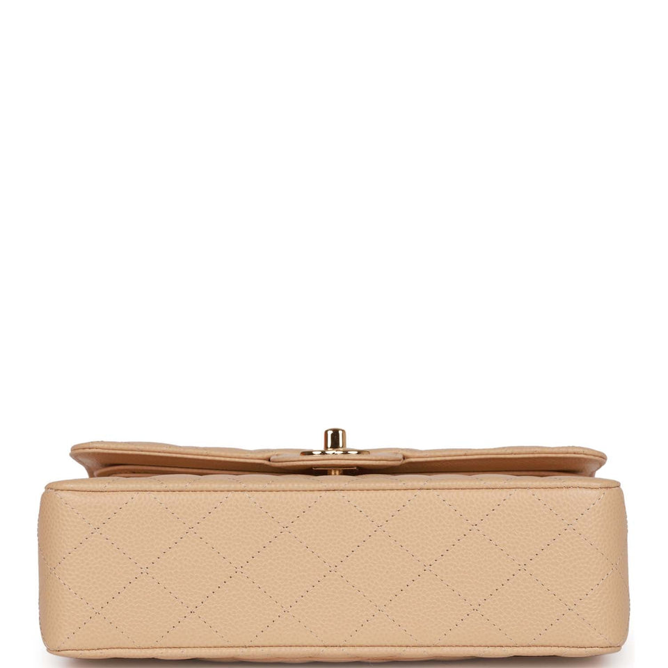 Chanel Small Classic Double Flap Bag Beige Caviar Gold Hardware