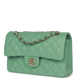 Chanel bagSmall Classic Double Flap Green Caviar Light Gold Hardware