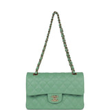 Chanel bagSmall Classic Double Flap Green Caviar Light Gold Hardware