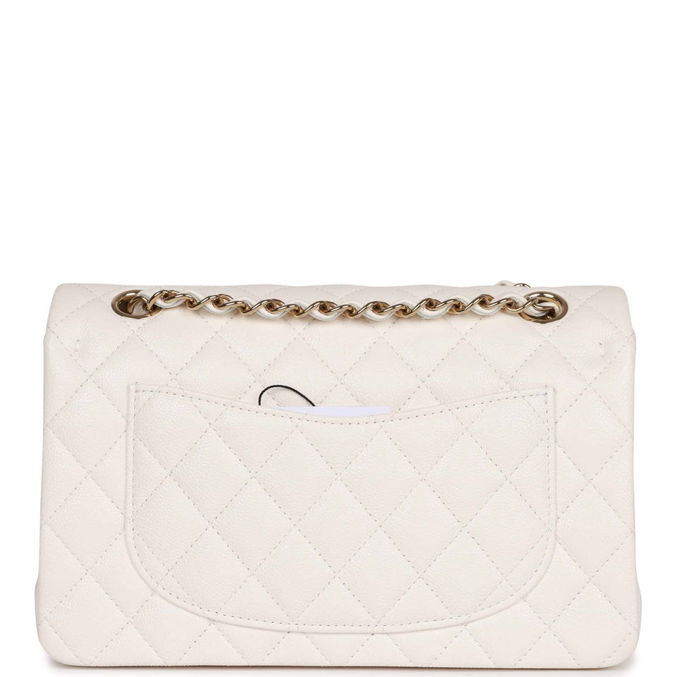 Chanel bag Small Classic Double Flap Bag White Caviar Light Gold Hardware